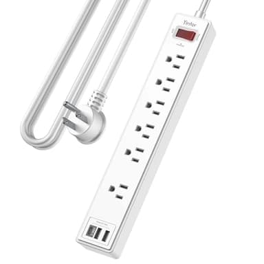 10 Ft Power Strip Surge Protector - Yintar Extension Cord with 6 AC Outlets and 3 USB Ports for Home, Office, Dorm Essentials, 1680 Joules, ETL Listed, White - Image 1
