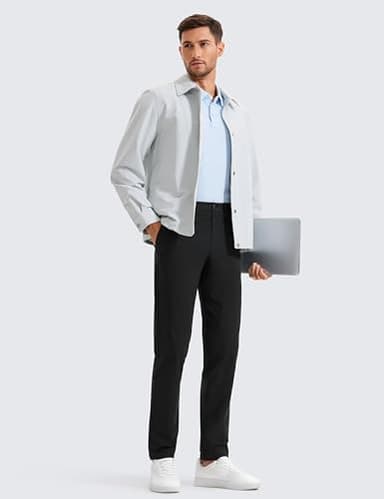 CRZ YOGA Men's All Day Comfy Golf Pants - 34" Quick Dry Lightweight Work Casual Trousers with Pockets Black 34W x 34L - Image 4