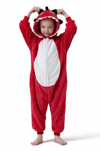 DILUFUN Kids Boys Girls Dinosaur Onesie Costume,One Piece Pajamas,Halloween Funny Animal Onesie Cosplay Costume Sleepwear,Dinosaur RE 7-8Y - Image 3