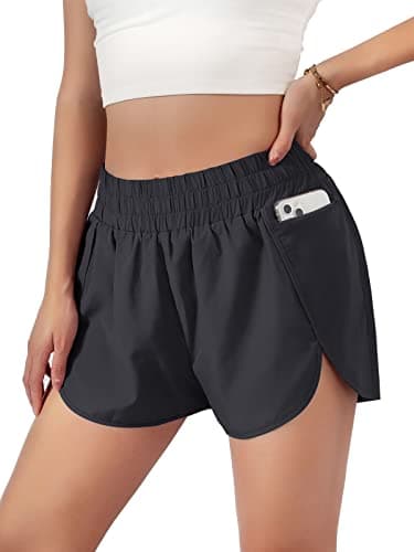 Blooming Jelly Womens Quick-Dry Running Shorts Sport Athletic Active Workout Shorts with Pockets 1.75" (Large, Black) - Image 1
