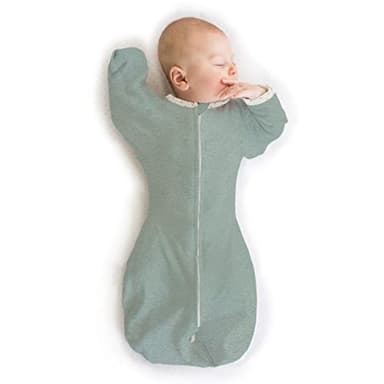 SwaddleDesigns Transitional Swaddle Sack with Arms Up Half-Length Sleeves and Mitten Cuffs, Small, 0-3 Months, 6-14 lbs, Heathered Jadeite (Arms Up Swaddle, Transition Swaddle Sleep Sack) - Image 1