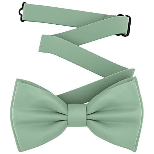 Adam Young Boy's Green Fern Bow Tie Pre-Tied Style Formal Satin Classic Bowtie for Tuxedo Faux Silk (Medium, Deep Sage) - Image 1