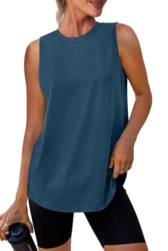 Womens Tops Workout Tank Tops for Women Sleeveless Running Shirts Activewear Gym Yoga Tops Dark Blue M - Image 1
