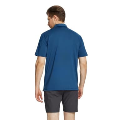 M MAELREG Polo Shirts for Men Short Sleeve Dry Fit Casual Performance Moisture Wicking Chest Print Mens Golf Shirt Blue - Image 4