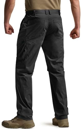 CQR Men's Quick Dry Tactical Pants, Water Resistant Outdoor Pants, Lightweight Stretch Cargo Work Hiking Pants, Runyon Cargo Pants Black, 40W x 30L - Image 3