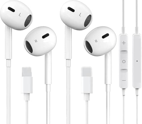 2 Packs-for iPhone Headphones Wired Earbuds/Earphones Nosie Reduction Built-in Microphone & Volume Control Headsets Compatible with iPhone 14/13/12/11/XR/XS/X/8/7/SE/Pro/Pro Max - Image 1