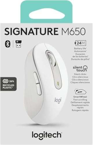 Logitech Wireless Mouse Signature M650 - Small to Medium Sized Hands, Right Handed, 2-Year Battery, Silent Clicks, Customizable Buttons, Bluetooth, PC/Mac?Chromebook - Off White - Image 12
