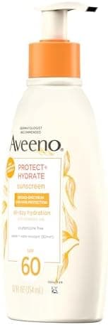 Aveeno Protect + Hydrate Sunscreen Moisturizing Lotion with Prebiotic Oat, Broad Spectrum SPF60, Paraben, & Oil Free, Weightless, Water & Sweat Resistant (80-min) for Sensitive Skin, 12 Fl Oz - Image 7