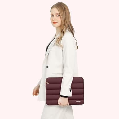 MOSISO 15-15.6 inch Laptop Case, 16 inch Puffy Laptop Sleeve Compatible with MacBook Pro 16, HP Dell ASUS Acer Toshiba Lenovo Notebook Computer, Polyester Horizontal Bag with Small Case, Wine Red - Image 6