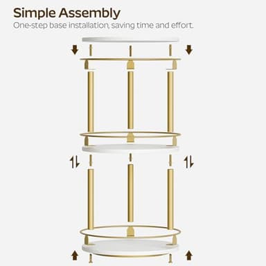 Yatiney 3-Tier Lazy Susan, Rotating Spice Rack, Spinning Organizer, Industrial Turntable Spice Rack for Cabinet, Kitchen Countertop, Pantry, White and Gold SR23DW - Image 7
