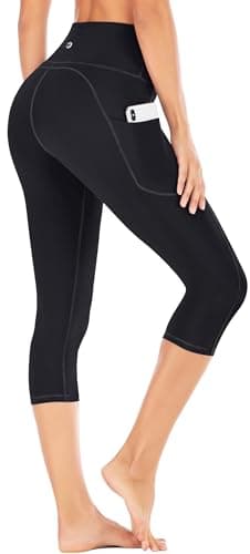 IUGA High Waisted Yoga Pants for Women with Pockets Capri Leggings for Women Workout Leggings Yoga Capris - Image 1