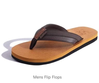 KuaiLu Men's Leather Flip Flops Arch Support Summer Beach Pool Water Thong Sandals Waterproof Rubber Walking Shoes Slip on Orthotic Casual Sport Cushioned Wide Slides Shower Slippers Khaki Size 10.5 - Image 7