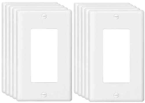 Decora Light Switch Outlet Wall Plate Cover 1-Gang Electrical Device Faceplates Unbreakable Thermoplastic Standard Size Glossy Finish White (10 Pack) - Image 1