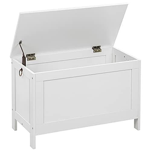 HOOBRO Toy Box, Retro Wooden Look Storage Chest with Safety Hinge, Entryway Storage Bench Supports 220 lb, 29.9 x 15.7 x 18.9 Inches Toy Chest Organizer, Easy Assembly (White) WT75CW01G1 - Image 1