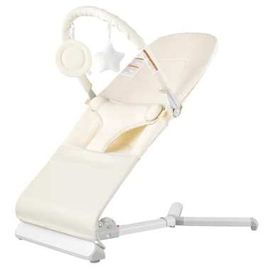 VEVOR Baby Bouncer, Folding Bouncer Seat for Babies 0-9 Months, Baby Bouncer with 2 Reclining Angles & Rotatable Toy Bar, Portable Baby Bouncers Seat with Carrying Bag for Indoors Outdoors, Beige - Image 9