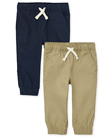 The Children's Place,Baby-Boys,and Toddler Stretch Pull on Jogger Pants,Flax/Tidal 2-Pack,2 Years