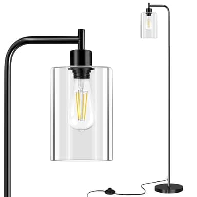 Floor Lamp,Floor Lamps for Living Room with Glass Lampshade,Modern Design Lamps Living Room,Standing Lamp with Premium Metal Material,Dimmable Living Room Lamps,Arced Floor Lamps,Tall Lamp(One Bulb) - Image 1
