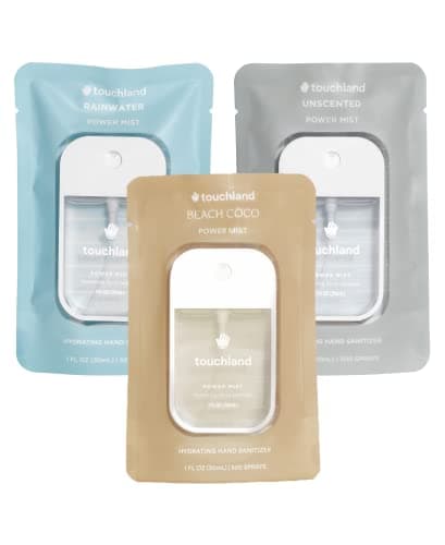 Touchland Power Mist Hydrating Hand Sanitizer Spray, DYE FREE Trio Set (Rainwater, Unscented, Beach Coco), 1 FL. OZ. Travel Size (Set of 3) - Image 1