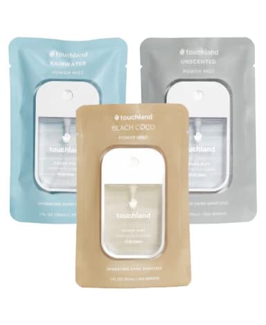 Touchland Power Mist Hydrating Hand Sanitizer Spray, DYE FREE Trio Set (Rainwater, Unscented, Beach Coco), 1 FL. OZ. Travel Size (Set of 3) - Image 1