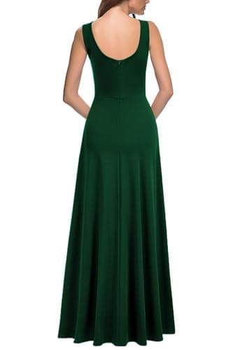 MUSHARE Women's Square Neck Sexy Split Cocktail Party Maxi Long Formal Dress Green - Image 2