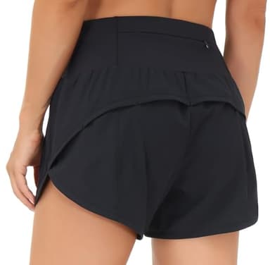 THE GYM PEOPLE Womens High Waisted Running Shorts Quick Dry Athletic Workout Shorts with Mesh Liner Zipper Pockets (Black, Small) - Image 1