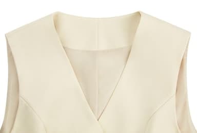 V VOCNI Women's Vest Fully Lined 4 Button V-Neck Sleeveless Dressy Casual Suit Vest Waistcoat Beige Medium - Image 4