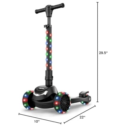 Jetson Scooters - Jupiter Mini 3 Wheel Kick Scooter (Black) - Collapsible Portable Kids Three Wheel Push Scooter - Lightweight Folding Design with High Visibility RGB Light Up LEDs on Stem and Wheels - Image 14