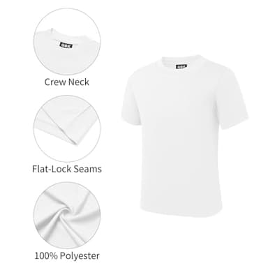 QBK 2T to Youth Neon Shirt Kids UPF 50+ Dry Fit Athletic Short Sleeve Rash Guard T Shirts for Boys Girls Sports Undershirt (White XS) - Image 3