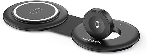UCOMX Nano Mini Magnetic 2 in 1 Wireless Charger,Traveler Wireless Folding Charging Station,Compatible for iPhone 12/13/14/15/16Pro Max,AirPods Pro,iWatch Ultra,Travel Charger for Multple Devices - Image 1