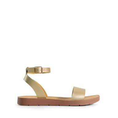 DREAM PAIRS Women’s One Band Ankle Strap Buckle Flat Sandals,Size 6,Gold/Pu,ELENA-5 - Image 2