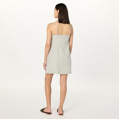 The Drop Women’s Seville Linen Mini Shift Dress, Whisper White/Black Stripe, M - Image 2