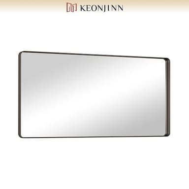 Keonjinn Black Bathroom Mirror for Over Sink, 48 x 24 Inch Large Rounded Rectangle Bathroom Vanity Mirror, Matte Black Farmhouse Wall Mirror, Tempered Glass, Seamless Aluminum Alloy Frame Full Mirror - Image 9