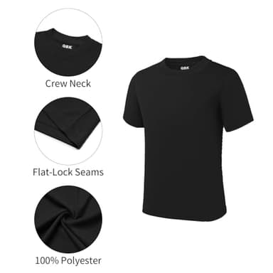 QBK 2T to Youth Neon Shirt Kids UPF 50+ Dry Fit Athletic Short Sleeve Rash Guard T Shirts for Boys Girls Sports Undershirt (Black XS) - Image 3