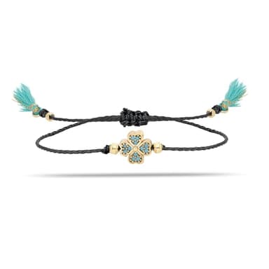 Lucky Charm String Bracelet - Adjustable Black String and Clover Charm Bracelet - Friendship, Protection, and Good Luck Jewelry (Black, Clover) Wish Bracelet for someone special - Image 1