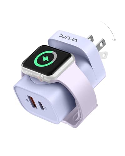 VRURC Charger for Apple Watch, USB C Wall Charging Block for iPhone, 20W Fast Charging,Foldable Plug Travel Essential Charger for iWatch Ultra/SE/10/9/8/7/6/5/4/3/,iPhone 16 15 14 13,Android-Purple - Image 1