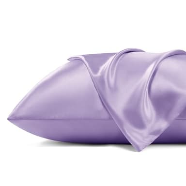 Bedsure Satin Pillowcase for Hair - Lavender Satin Pillow Cases Standard Size with Zipper 2 Pack, Similar to Silk Pillow Cases for Skin, Silky & Soft, Gifts for Women Men, 20x26 Inches - Image 6