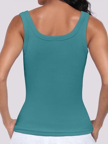 ANRABESS Womens Sleeveless Scoop Neck Tank Top Ribbed Fitted Summer Basic Slim Cute Tops 2025 Teal X-Large - Image 5