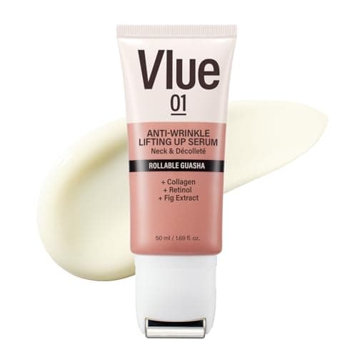 VLUE Retinol Guasha Neck Firming Cream - Anti-Aging Collagen & Fig Extract Moisturizer for Wrinkles & Sagging Skin, Hydrating & Lifting Neck & Décolleté Serum, Korean Skincare, 1.69 fl. oz. - Image 1