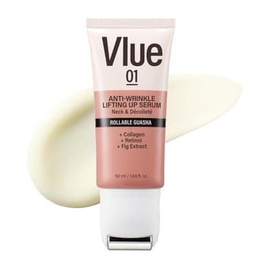 VLUE Retinol Guasha Neck Firming Cream - Anti-Aging Collagen & Fig Extract Moisturizer for Wrinkles & Sagging Skin, Hydrating & Lifting Neck & Décolleté Serum, Korean Skincare, 1.69 fl. oz. - Image 1
