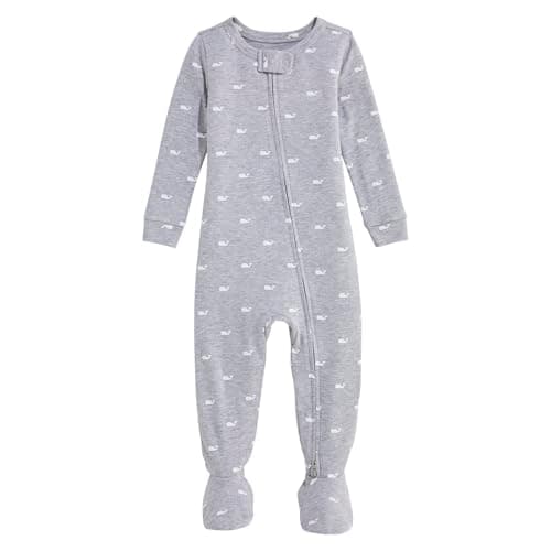 vineyard vines Baby Footie, Whale Light Grey Heather, 3-6 - Image 1