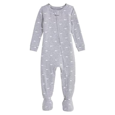 vineyard vines Baby Footie, Whale Light Grey Heather, 3-6 - Image 1