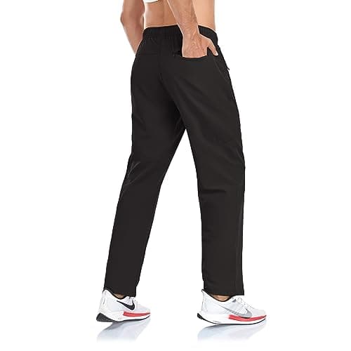 Rapoo Hiking Pants Men Men's Casual Workout Athletic Sweatpants Joggers Pants Elastic Waist Jogging Running Pants for Men with Zipper Pockets 05 Black 3XL - Image 1