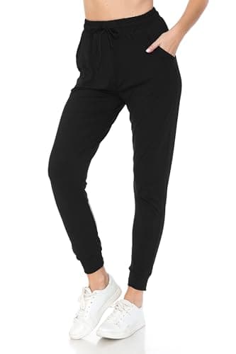 Leggings Depot Womens Classic Jogger Pants - Track Cuff Sweatpants with Pockets, Black, 1X - Image 7