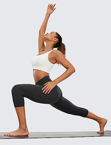 CRZ YOGA Womens Butterluxe High Waisted Lounge Leggings 19 Inches - Workout Buttery Soft Capris Yoga Pants Black Medium - Image 2