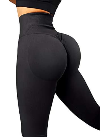SUUKSESS Scrunch Butt Lifting Seamless Leggings for Women Booty High Waisted Workout Yoga Pants (Black, M) - Image 3