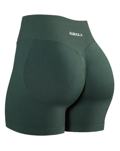AUROLA Influence Collection Workout Shorts for Women,No Roll Up Squat Proof New Scrunch Seamless Compression Gym Short, Eden Green, S - Image 1