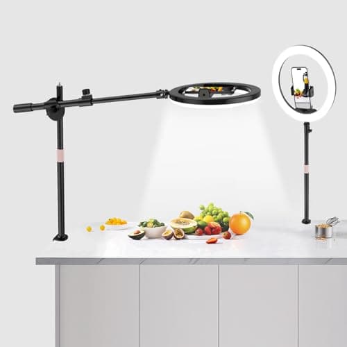 UBeesize 12" Ring Light with Overhead Phone Mount, LED Ring Light with Phone Holder and Stand, Desk Light Ring for iPhone,Cameras, Selfie Light for Live Streaming,Video Recording, Content Creation - Image 1