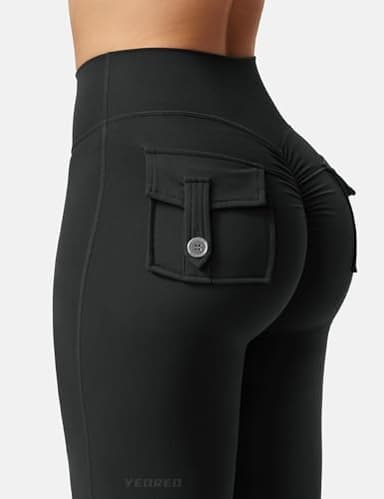 YEOREO CoreFlex Flare Leggings with Pockets for Women Scrunch Workout Leggings Butt Lifting Gym Yoga Pants - Image 5