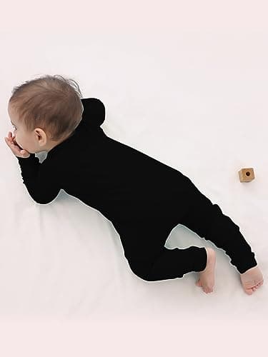 GUISBY Footless Pajamas Baby Boy, Soft Rayon Zipper Sleepers for Baby Girl Black 0-3 Months - Image 5
