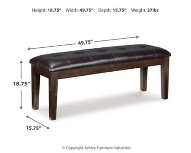 Signature Design by Ashley Haddigan Dining Room Bench, Dark Brown - Image 3